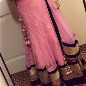 Pink Purple & Gold Lehenga Set saree